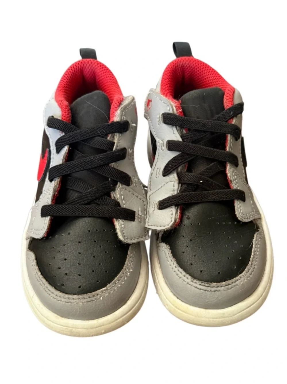 Air Jordan 1 Low Flyer Kids Sneakers in Black/Cement & Red-Size 9C